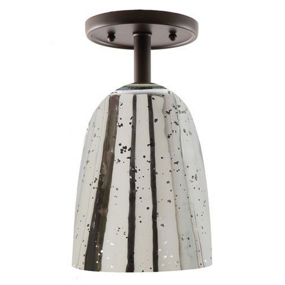 JVI Designs-1301-18 G4-AM-Grand Central - 11 Inch One Light Antique Semi-Flush Mount Gunmetal  11 Antique Mercury Glass